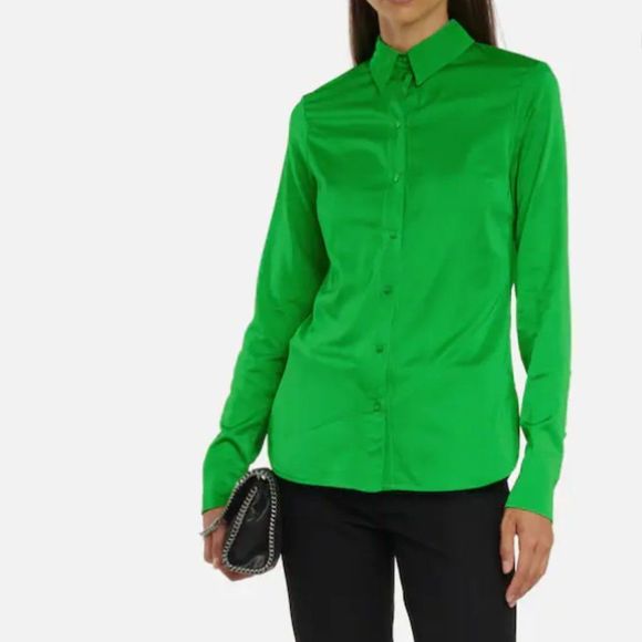 NWOT STELLA MCCARTNEY‎ Daria Button-Up Shirt in Bright Green (8) - Picture 10 of 10